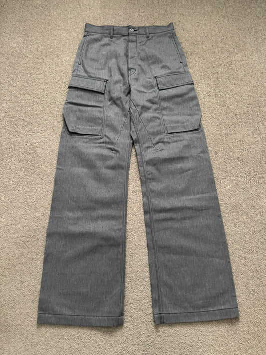 SS23 Rick Owens DRKSHDW MIJ Grey Selvedge Geth Cut Cargo Denim Jeans