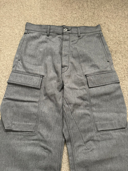 SS23 Rick Owens DRKSHDW MIJ Grey Selvedge Geth Cut Cargo Denim Jeans