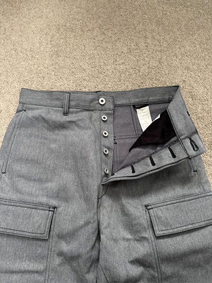 SS23 Rick Owens DRKSHDW MIJ Grey Selvedge Geth Cut Cargo Denim Jeans