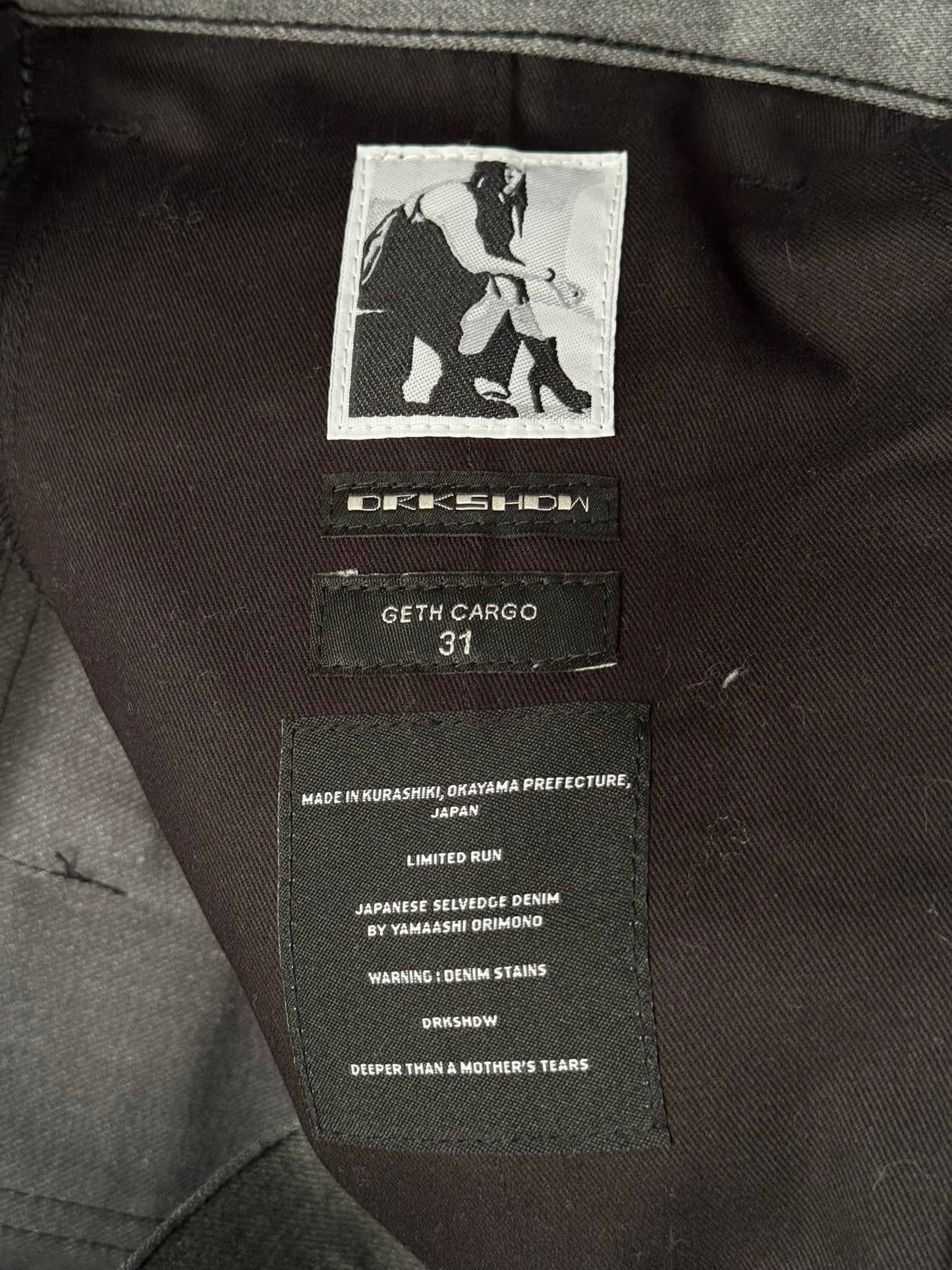 SS23 Rick Owens DRKSHDW MIJ Grey Selvedge Geth Cut Cargo Denim Jeans