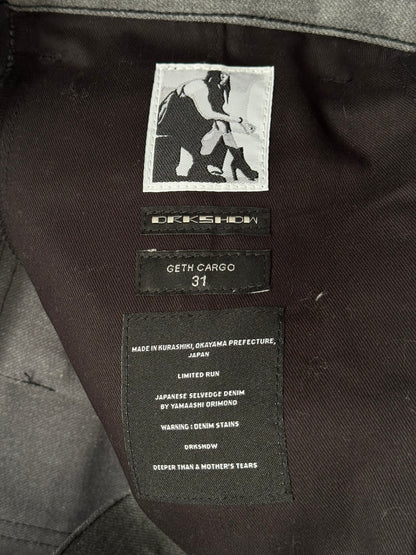 SS23 Rick Owens DRKSHDW MIJ Grey Selvedge Geth Cut Cargo Denim Jeans