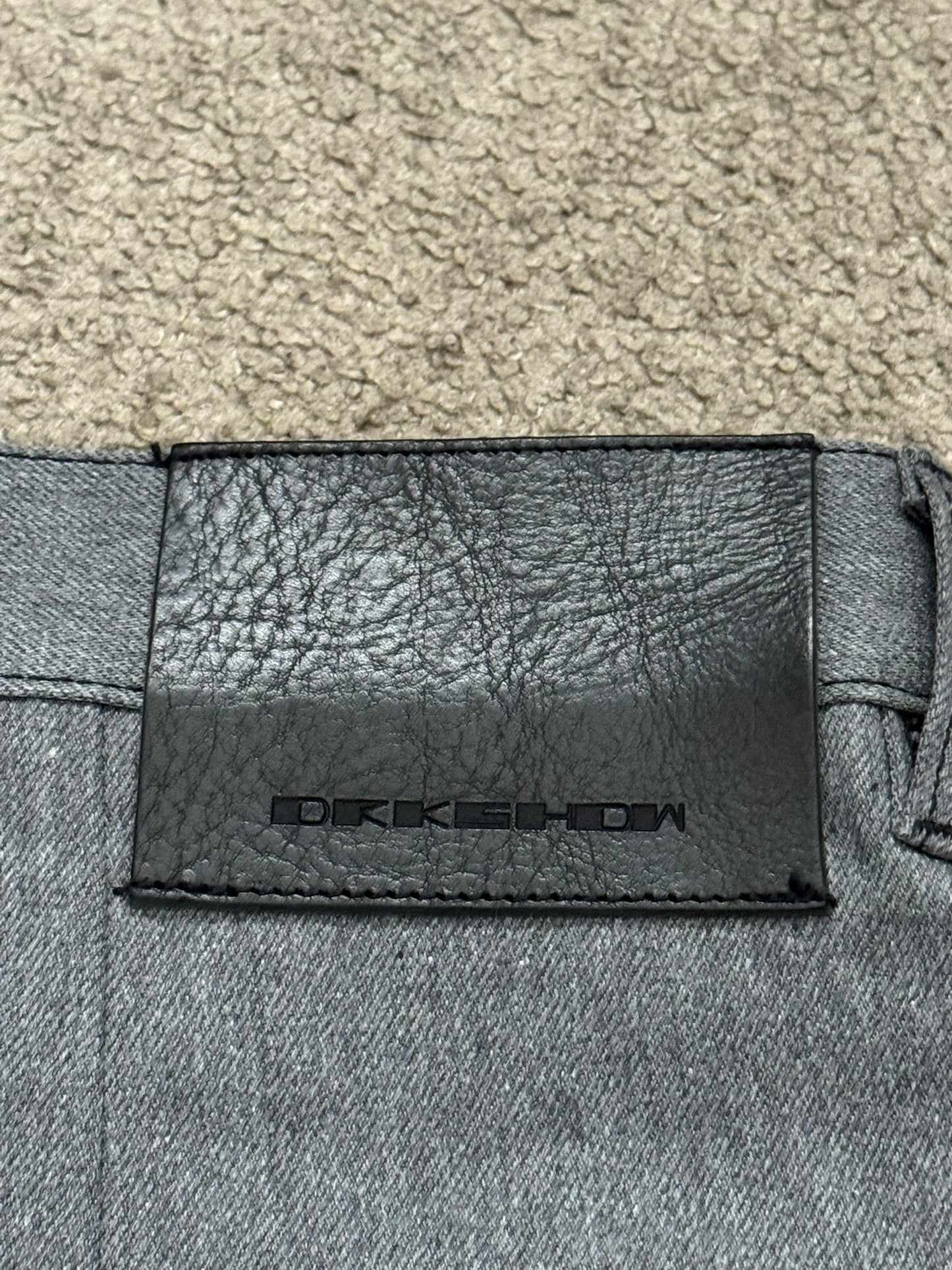 SS23 Rick Owens DRKSHDW MIJ Grey Selvedge Geth Cut Cargo Denim Jeans