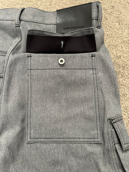 SS23 Rick Owens DRKSHDW MIJ Grey Selvedge Geth Cut Cargo Denim Jeans