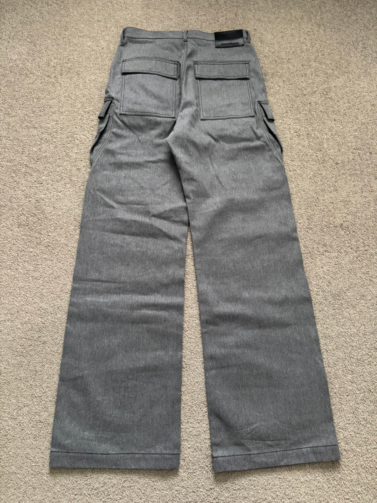 SS23 Rick Owens DRKSHDW MIJ Grey Selvedge Geth Cut Cargo Denim Jeans