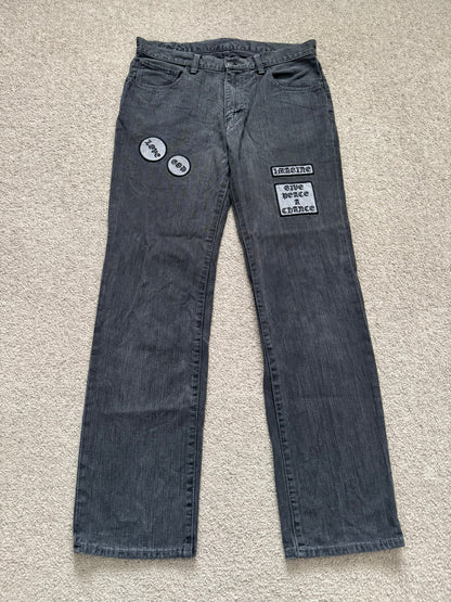 AW04 Number (N)ine "Give Peace A Chance" Patch Denim Jeans