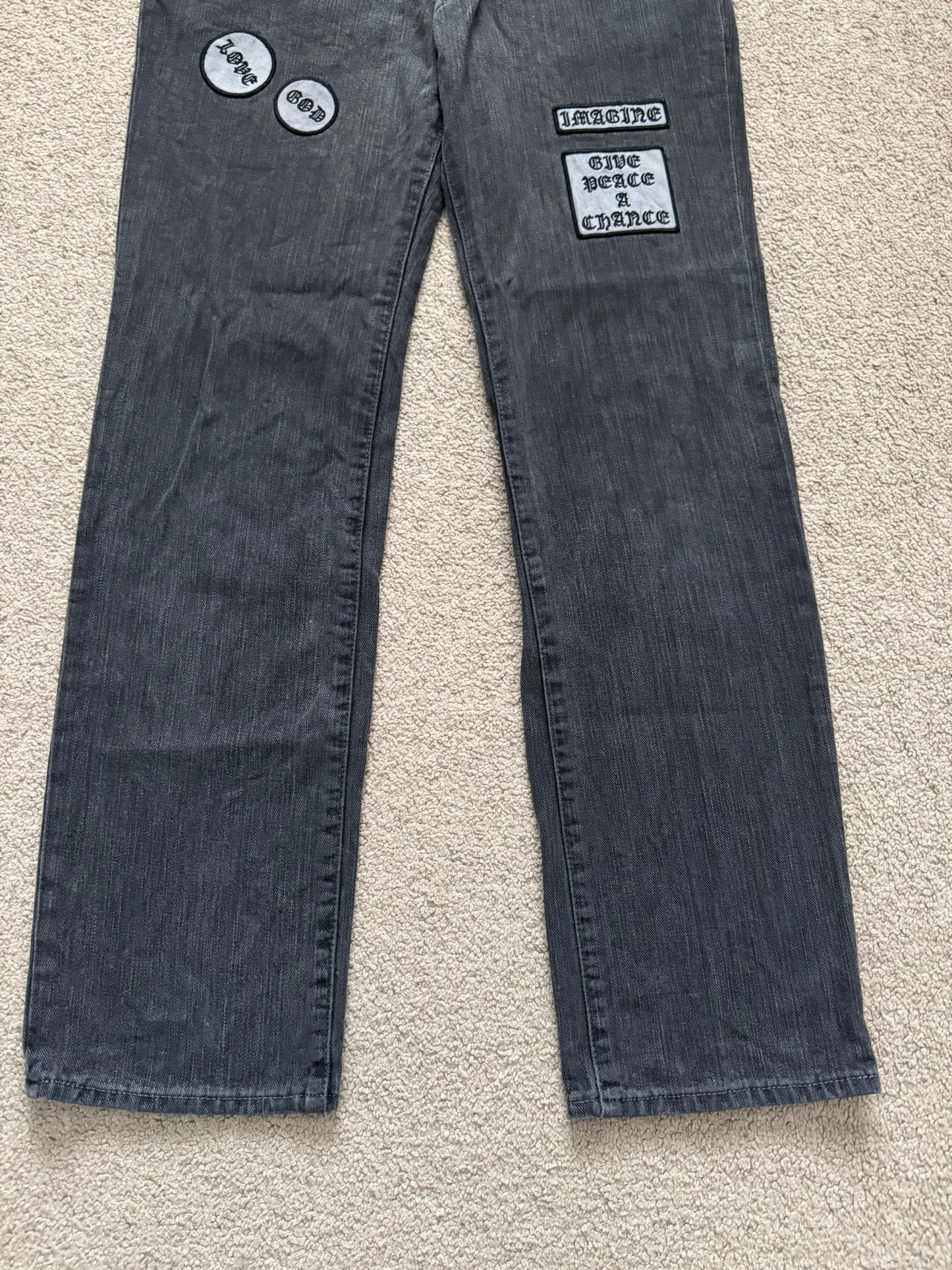 AW04 Number (N)ine "Give Peace A Chance" Patch Denim Jeans
