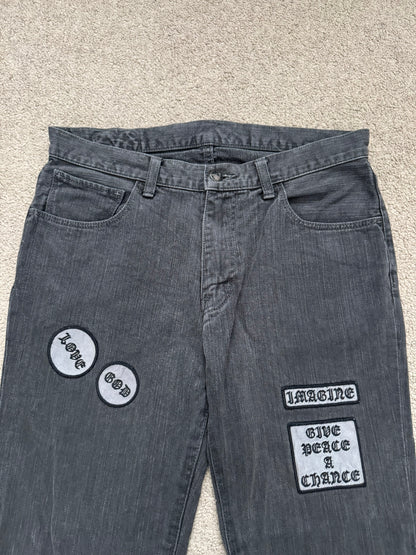 AW04 Number (N)ine "Give Peace A Chance" Patch Denim Jeans