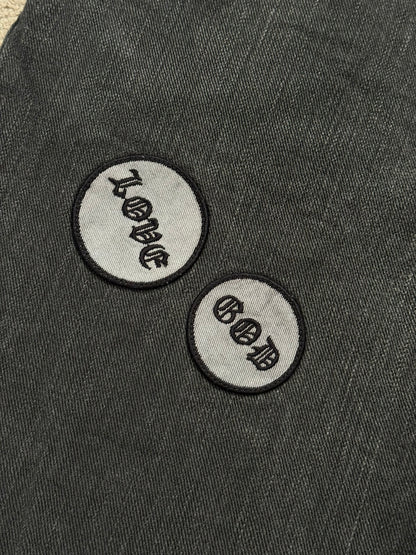 AW04 Number (N)ine "Give Peace A Chance" Patch Denim Jeans