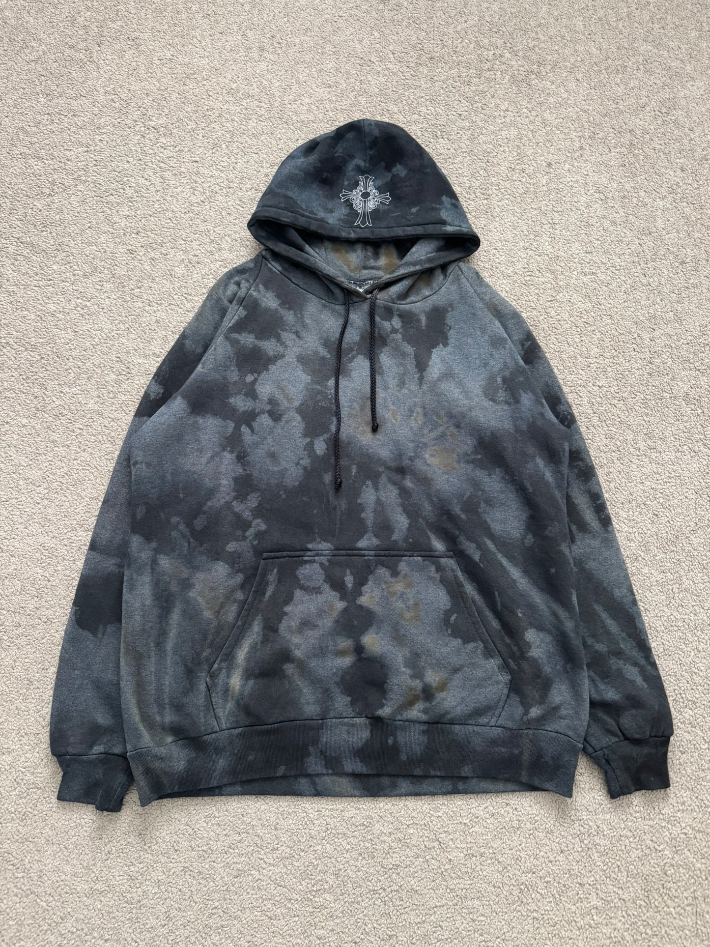 Vintage Chrome Hearts Horseshoe Dyed Thermal Pullover Hoodie