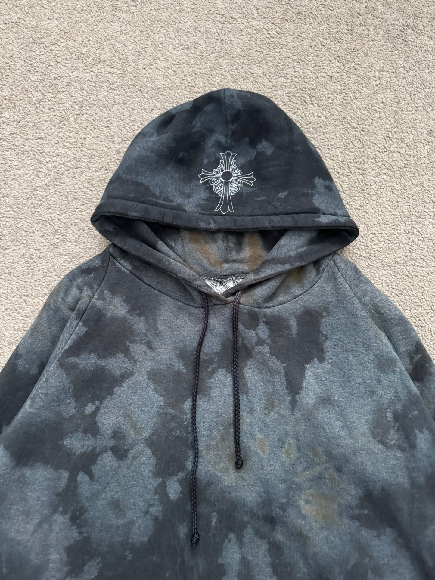 Vintage Chrome Hearts Horseshoe Dyed Thermal Pullover Hoodie