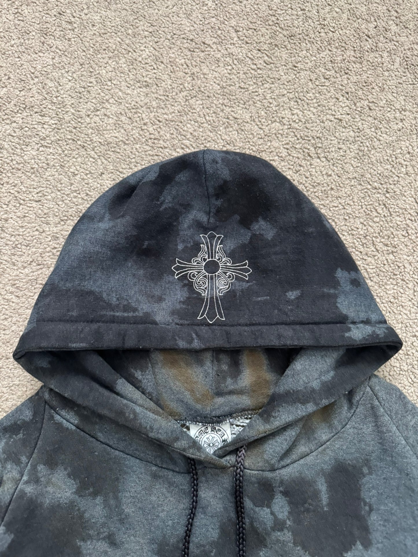Vintage Chrome Hearts Horseshoe Dyed Thermal Pullover Hoodie