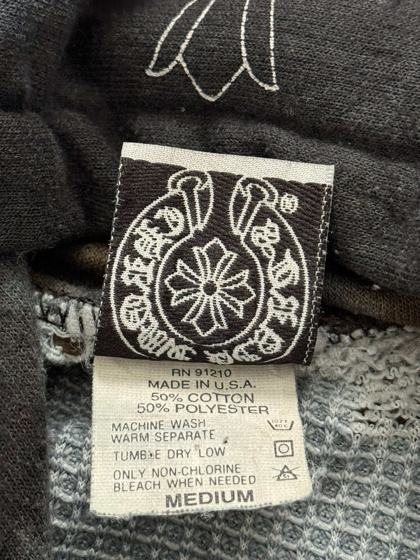 Vintage Chrome Hearts Horseshoe Dyed Thermal Pullover Hoodie
