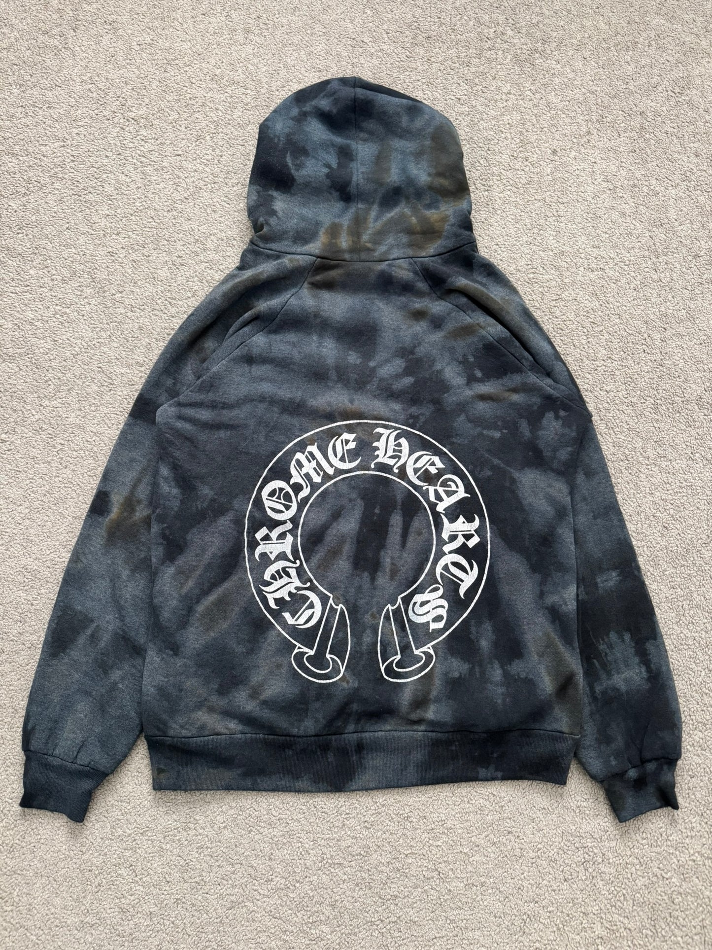 Vintage Chrome Hearts Horseshoe Dyed Thermal Pullover Hoodie