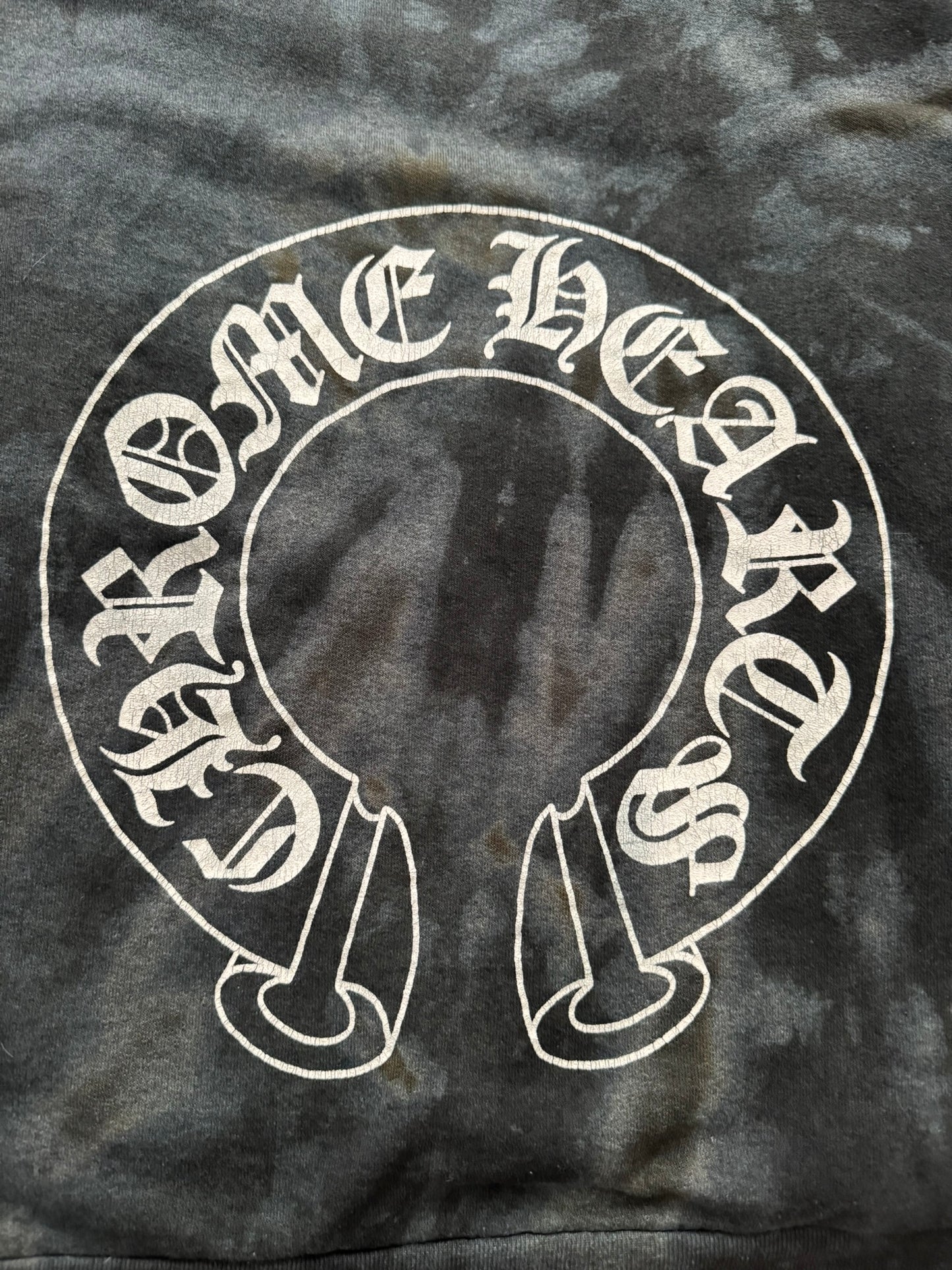 Vintage Chrome Hearts Horseshoe Dyed Thermal Pullover Hoodie