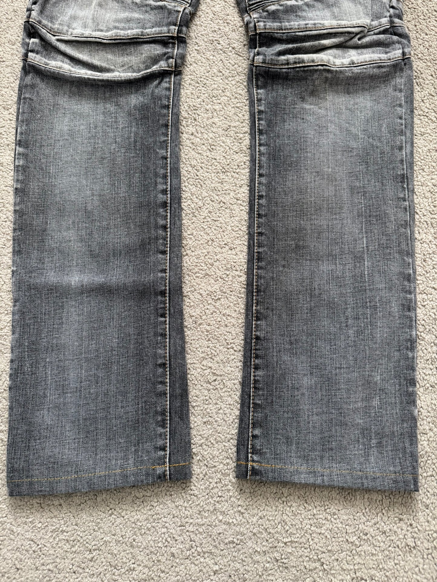 Balmain by Christophe Decarnin Grey Faded Zip Biker Denim Jeans