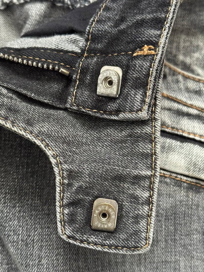 Balmain by Christophe Decarnin Grey Faded Zip Biker Denim Jeans