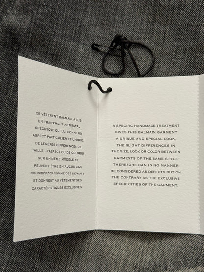 Balmain by Christophe Decarnin Grey Faded Zip Biker Denim Jeans