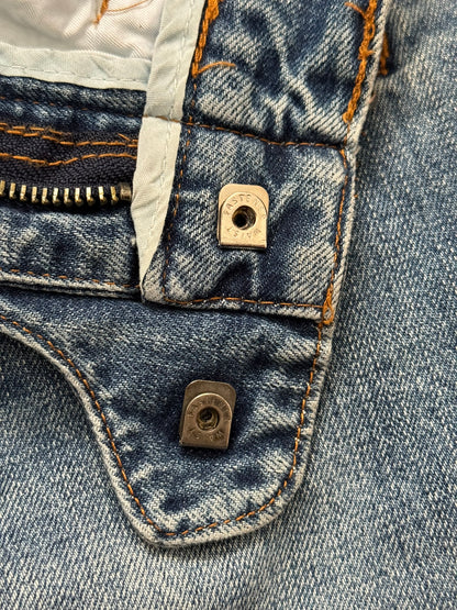 Balmain by Christophe Decarnin Faded Distressed Blue Zip Biker Denim Jeans