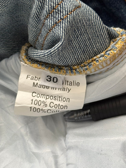 Balmain by Christophe Decarnin Faded Distressed Blue Zip Biker Denim Jeans