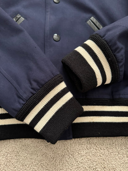 FW14 Saint Laurent by Hedi Slimane Navy Teddy Varsity Bomber Jacket