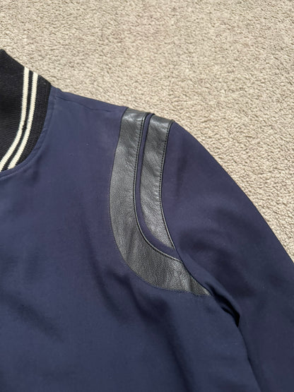 FW14 Saint Laurent by Hedi Slimane Navy Teddy Varsity Bomber Jacket