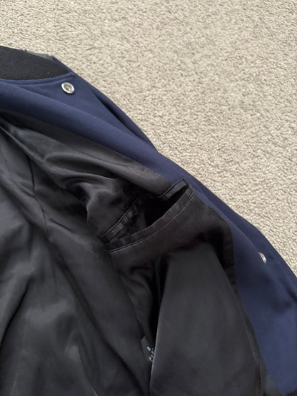 FW14 Saint Laurent by Hedi Slimane Navy Teddy Varsity Bomber Jacket