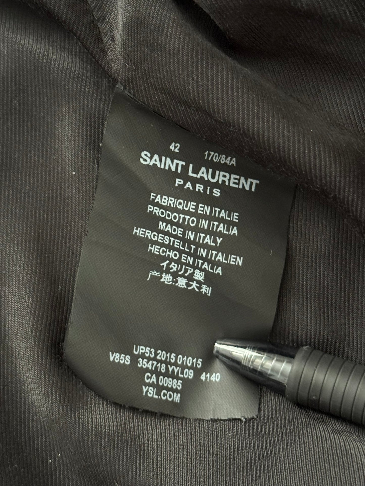 FW14 Saint Laurent by Hedi Slimane Navy Teddy Varsity Bomber Jacket
