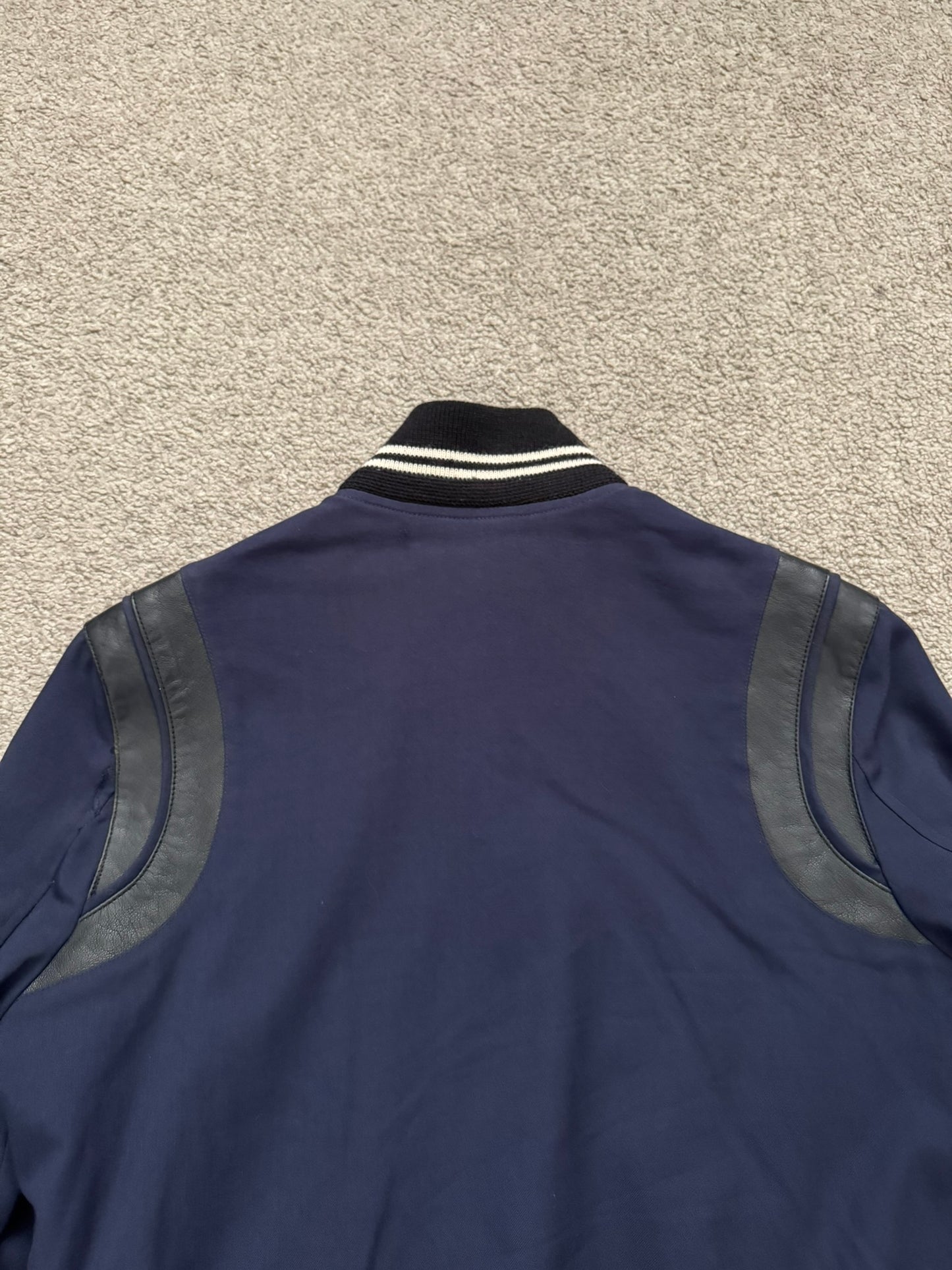 FW14 Saint Laurent by Hedi Slimane Navy Teddy Varsity Bomber Jacket