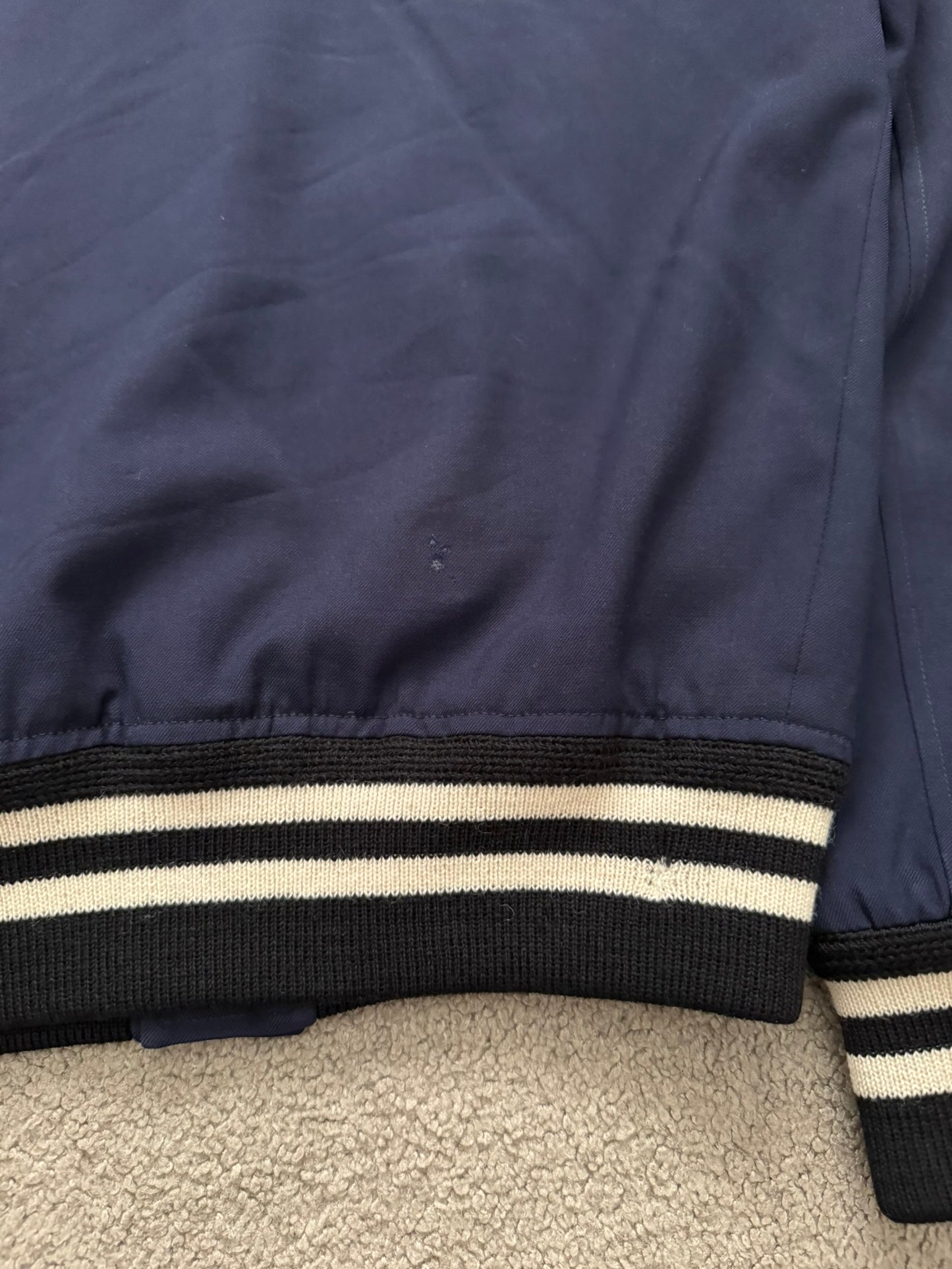 FW14 Saint Laurent by Hedi Slimane Navy Teddy Varsity Bomber Jacket