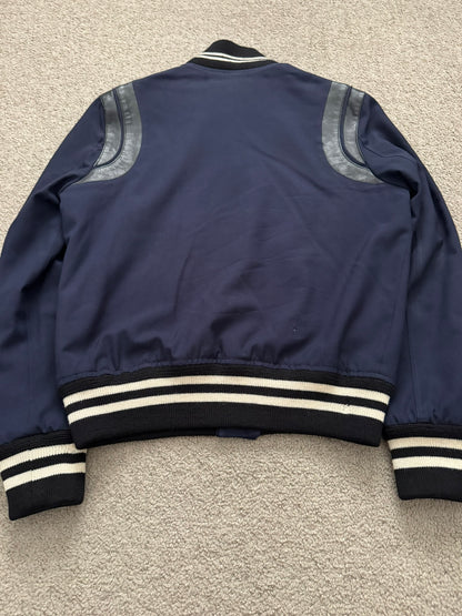 FW14 Saint Laurent by Hedi Slimane Navy Teddy Varsity Bomber Jacket