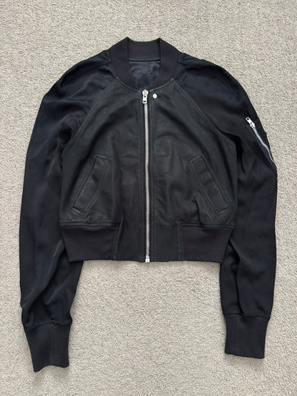 SS16 Rick Owens Mainline "Cyclops" Lamb Leather Cropped Bomber Jacket