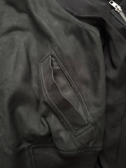 SS16 Rick Owens Mainline "Cyclops" Lamb Leather Cropped Bomber Jacket