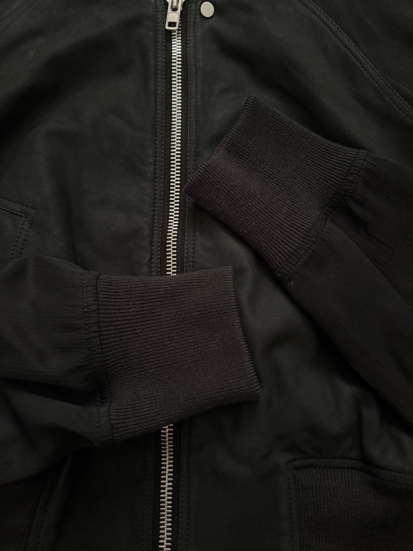 SS16 Rick Owens Mainline "Cyclops" Lamb Leather Cropped Bomber Jacket