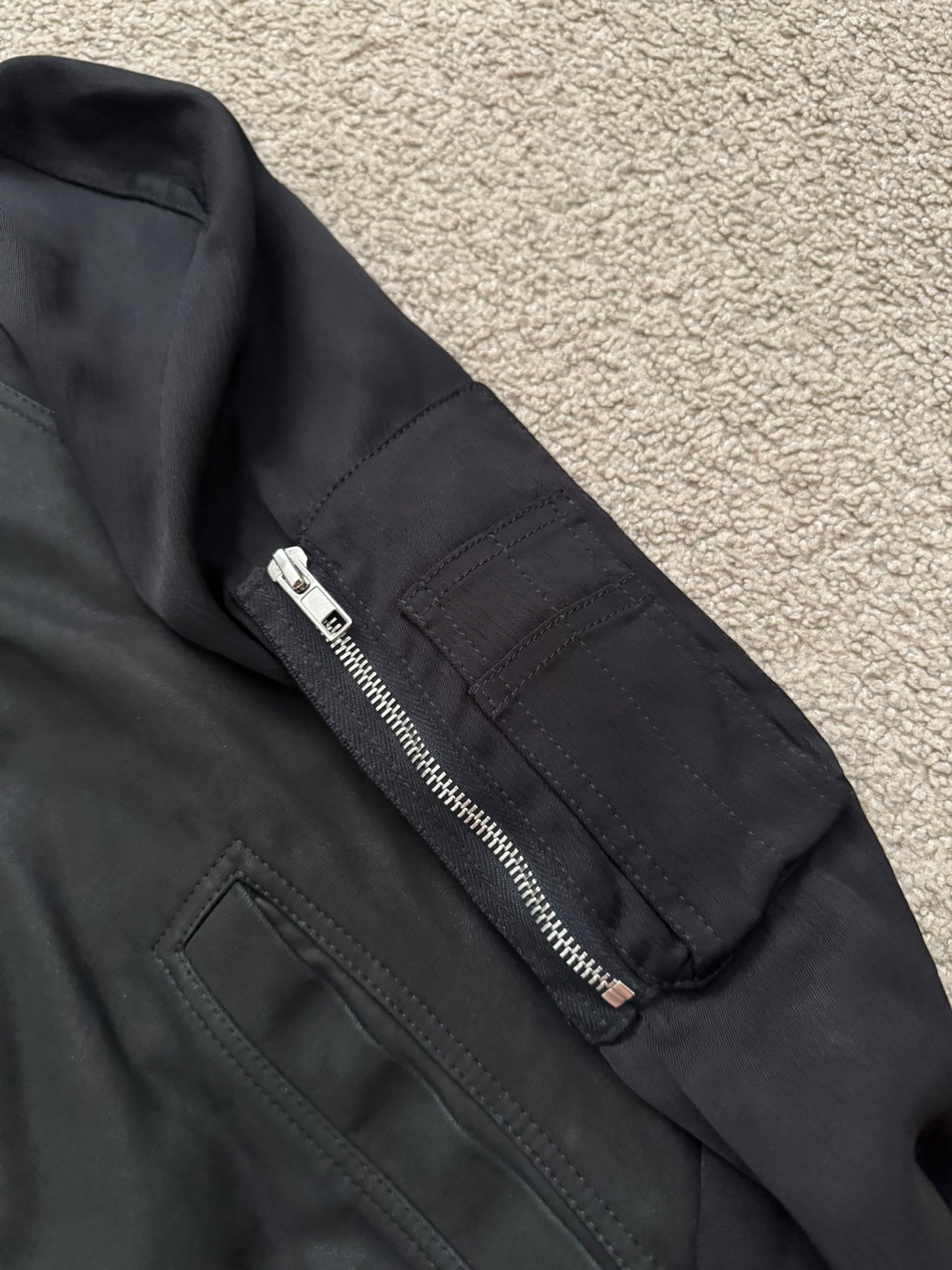 SS16 Rick Owens Mainline "Cyclops" Lamb Leather Cropped Bomber Jacket