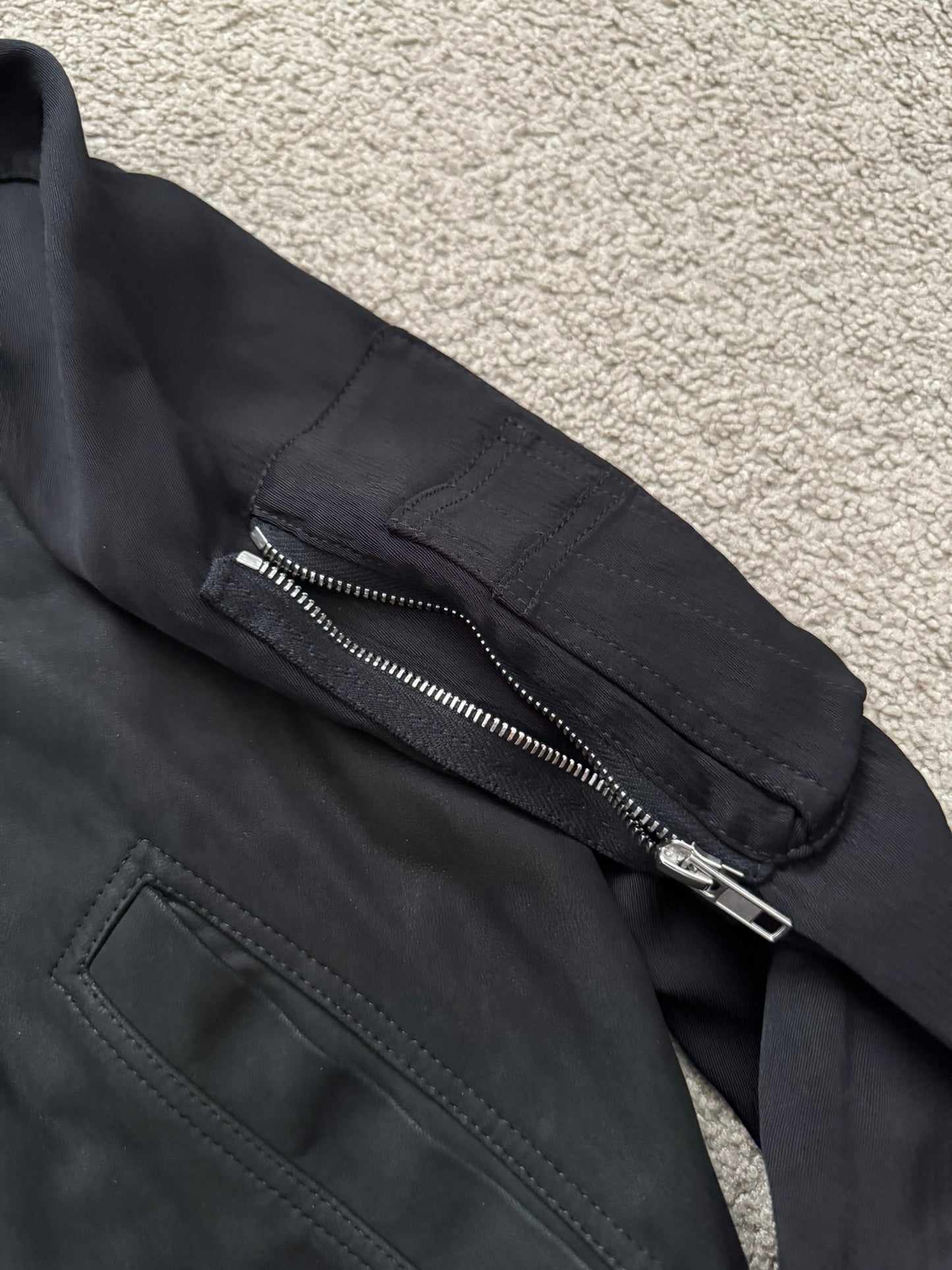 SS16 Rick Owens Mainline "Cyclops" Lamb Leather Cropped Bomber Jacket