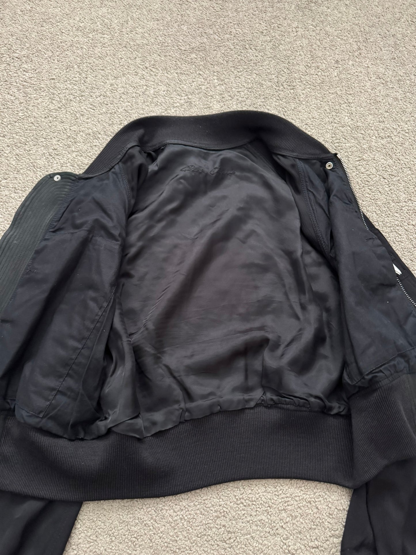 SS16 Rick Owens Mainline "Cyclops" Lamb Leather Cropped Bomber Jacket