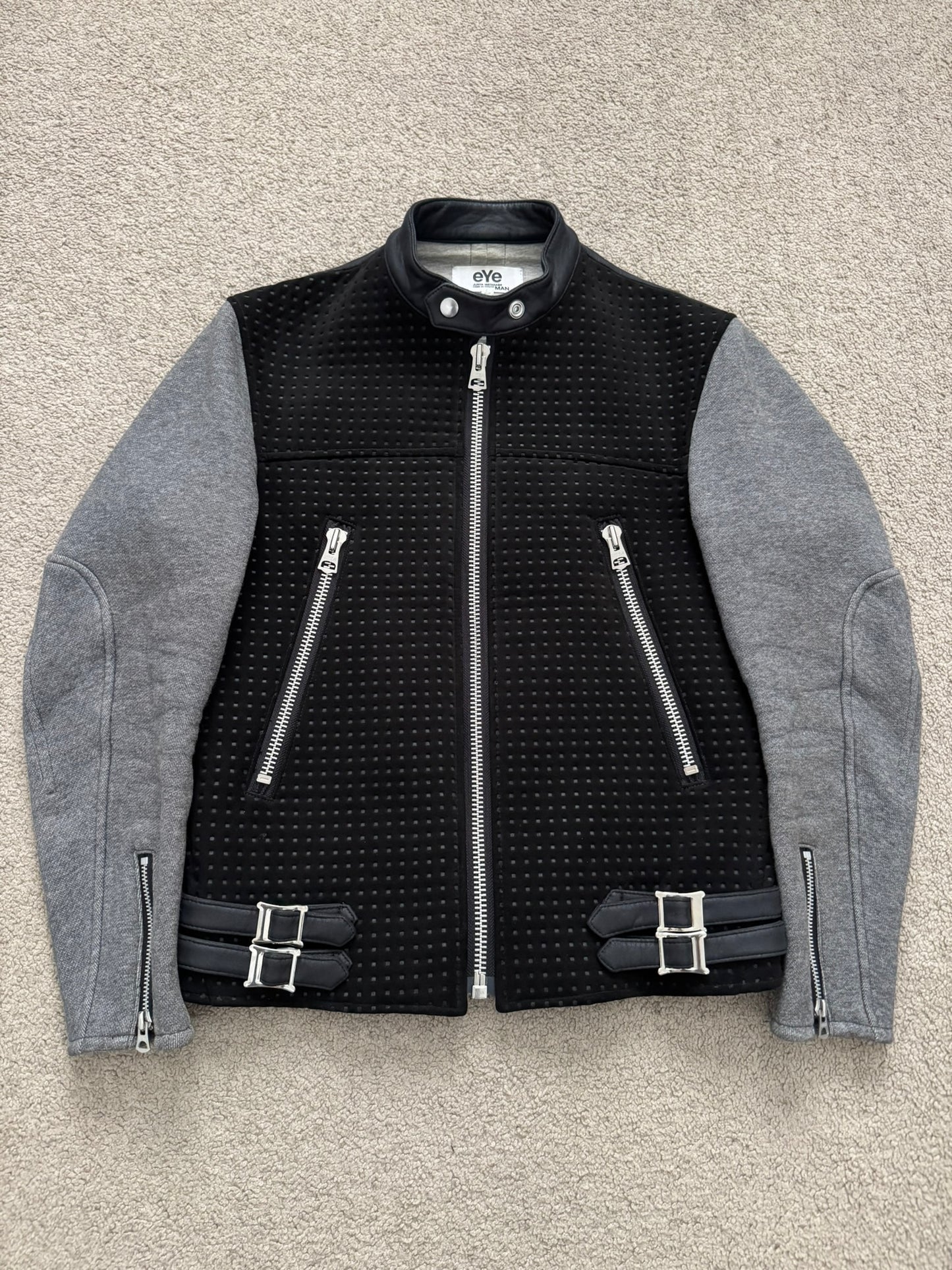 FW16 Junya Watanabe MAN eYe Perforated Hybrid Biker Jacket
