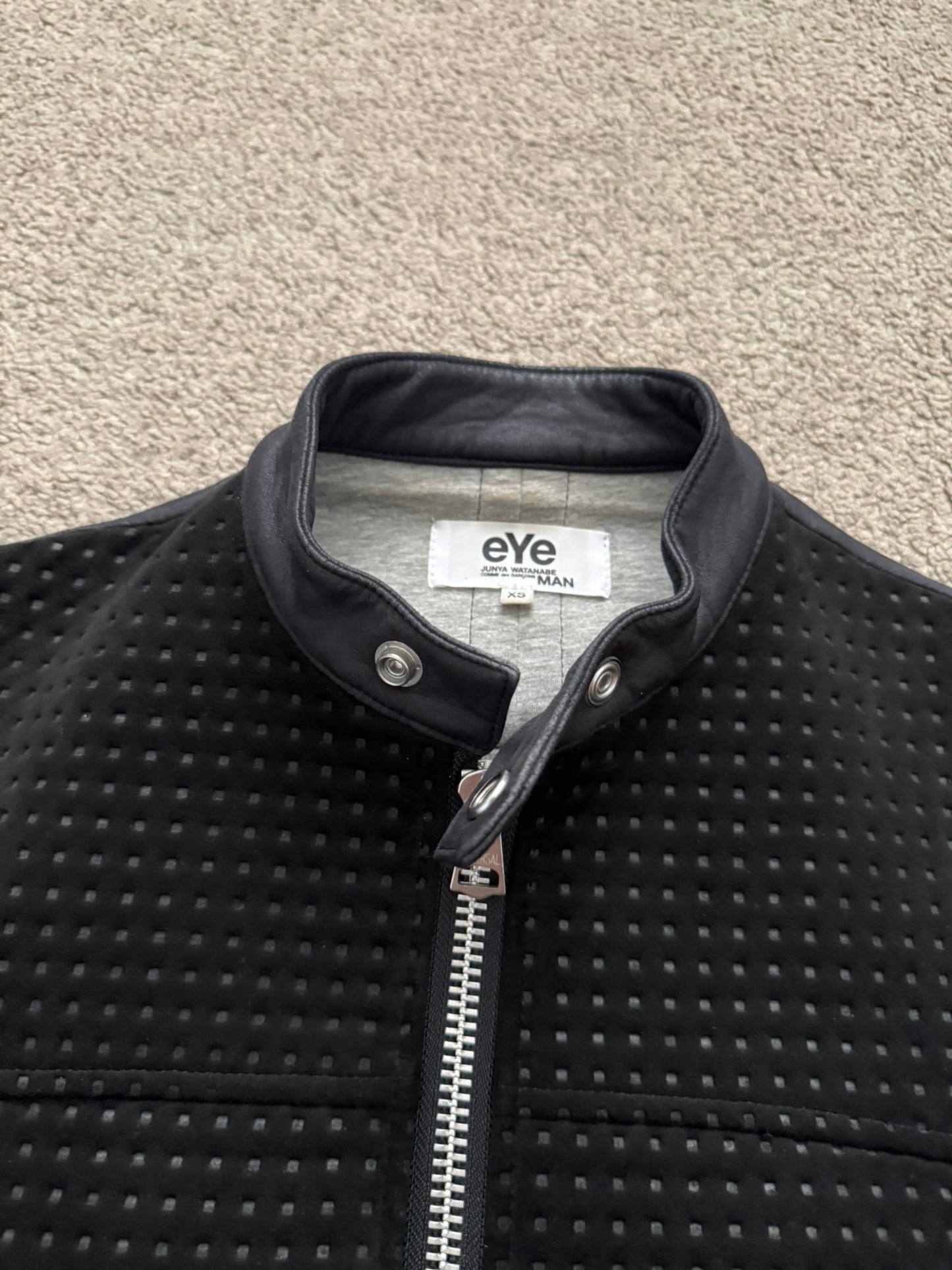 FW16 Junya Watanabe MAN eYe Perforated Hybrid Biker Jacket