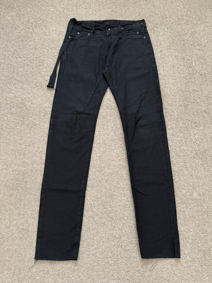 2010s Rick Owens DRKSHDW Black Waxed Ripstop Detroit Cut Pants