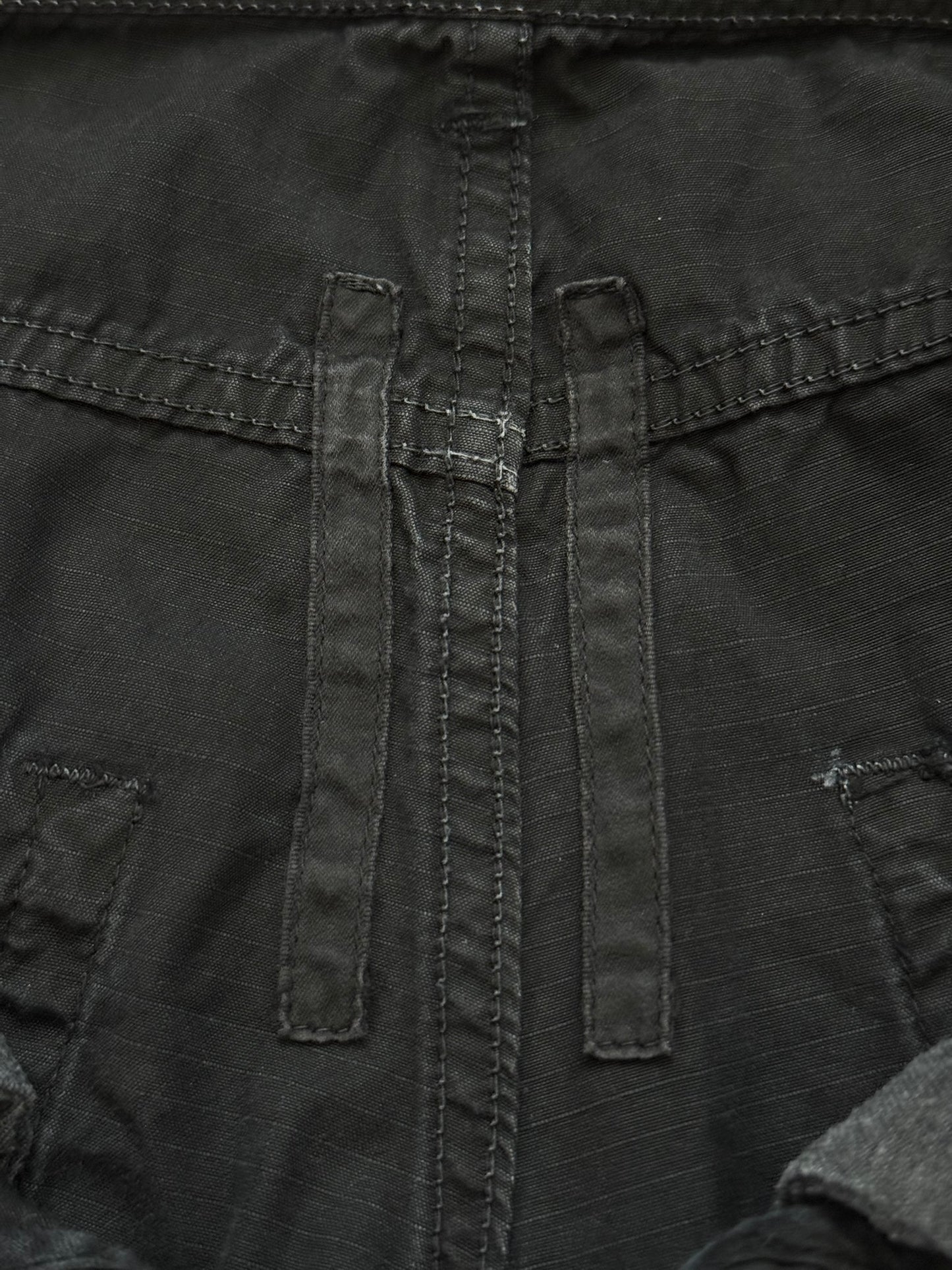 2010s Rick Owens DRKSHDW Black Waxed Ripstop Detroit Cut Pants