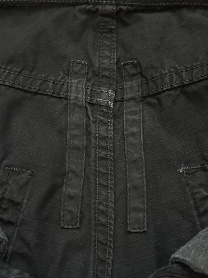 2010s Rick Owens DRKSHDW Black Waxed Ripstop Detroit Cut Pants