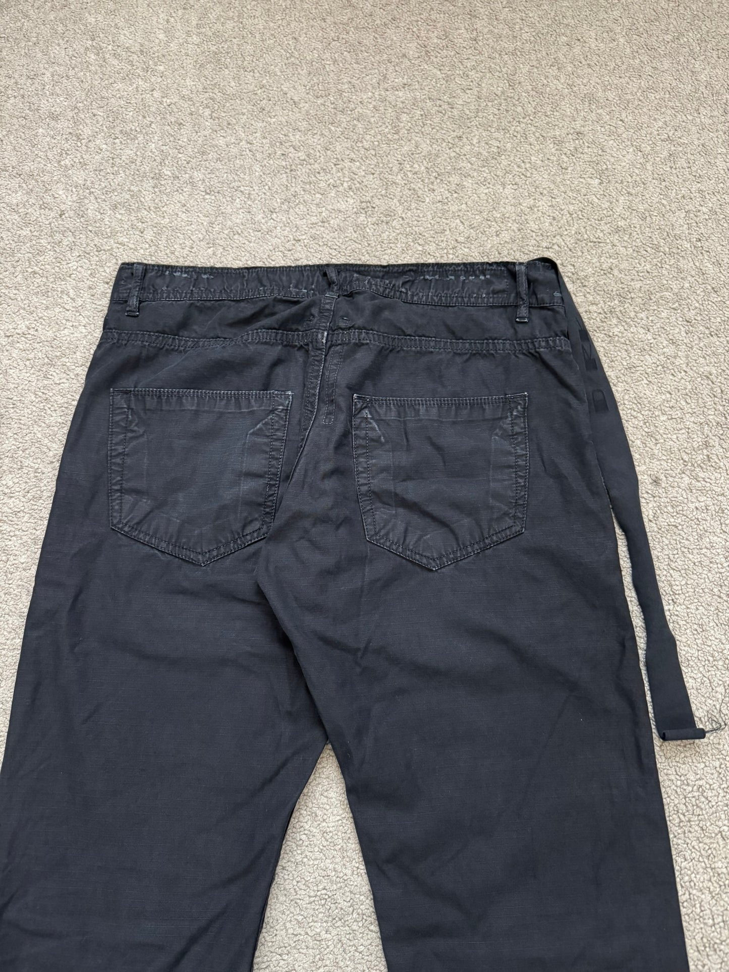 2010s Rick Owens DRKSHDW Black Waxed Ripstop Detroit Cut Pants