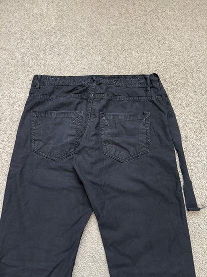 2010s Rick Owens DRKSHDW Black Waxed Ripstop Detroit Cut Pants