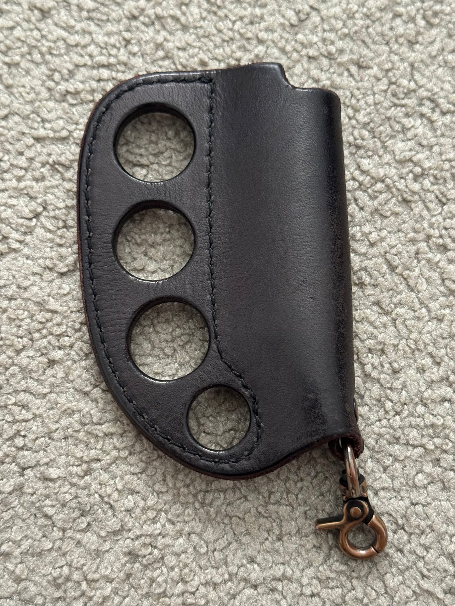 Blackmeans Black Leather Brass Knuckle Lighter Case
