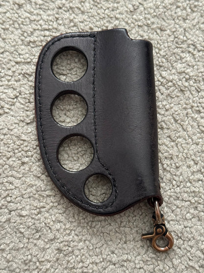 Blackmeans Black Leather Brass Knuckle Lighter Case