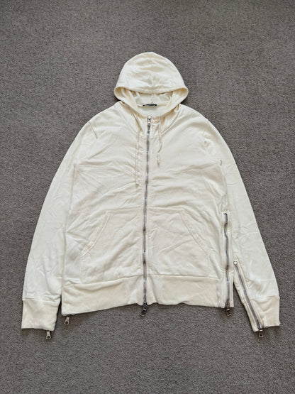 FW11 Balmain by Christophe Decarnin Cream Side Zipper Hoodie