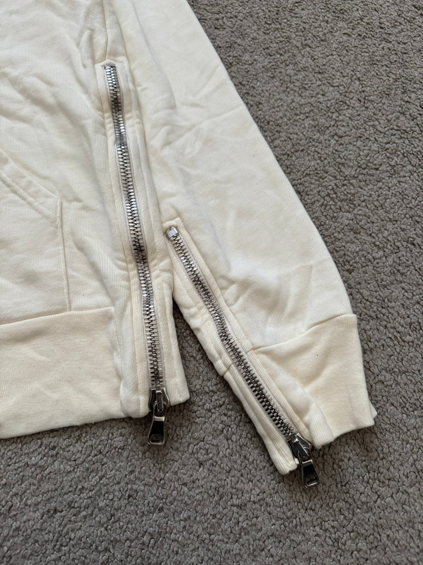 FW11 Balmain by Christophe Decarnin Cream Side Zipper Hoodie