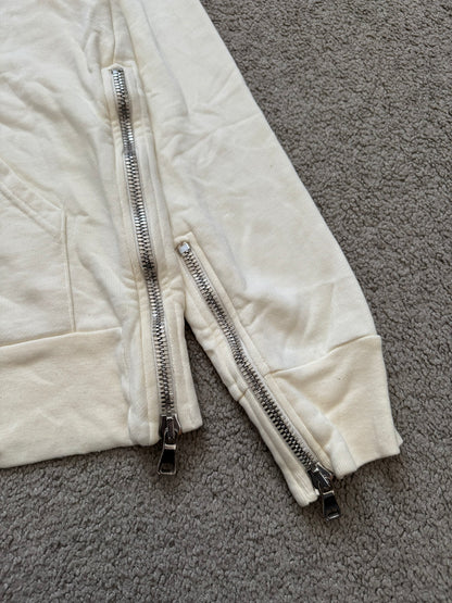 FW11 Balmain by Christophe Decarnin Cream Side Zipper Hoodie