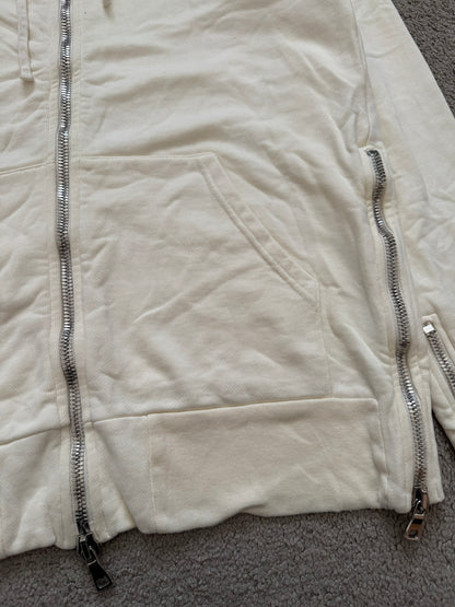 FW11 Balmain by Christophe Decarnin Cream Side Zipper Hoodie