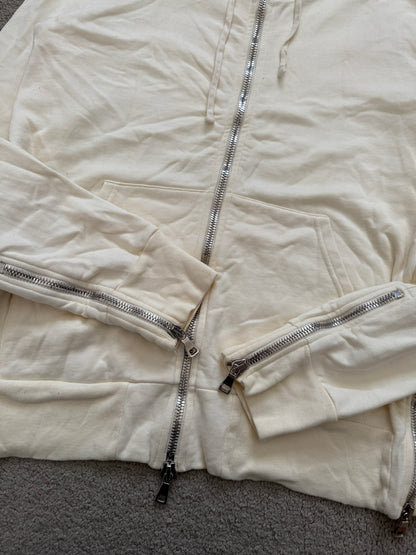 FW11 Balmain by Christophe Decarnin Cream Side Zipper Hoodie